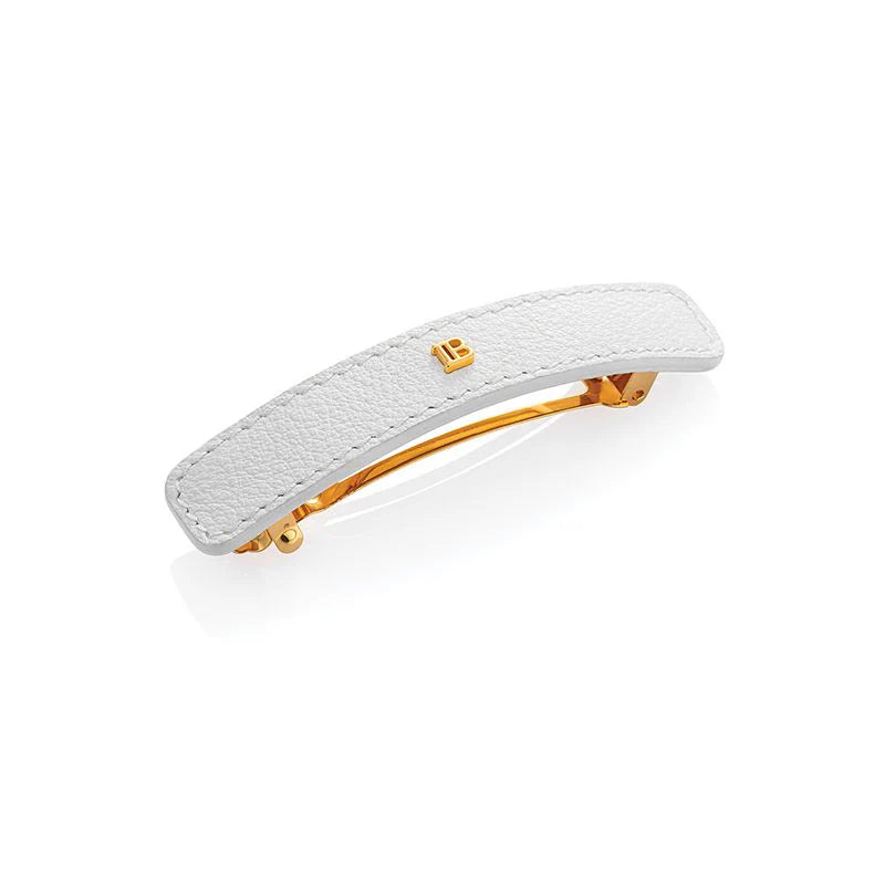 Balmain Genuine White leather large barrette Klamra do włosów Legacy Collection