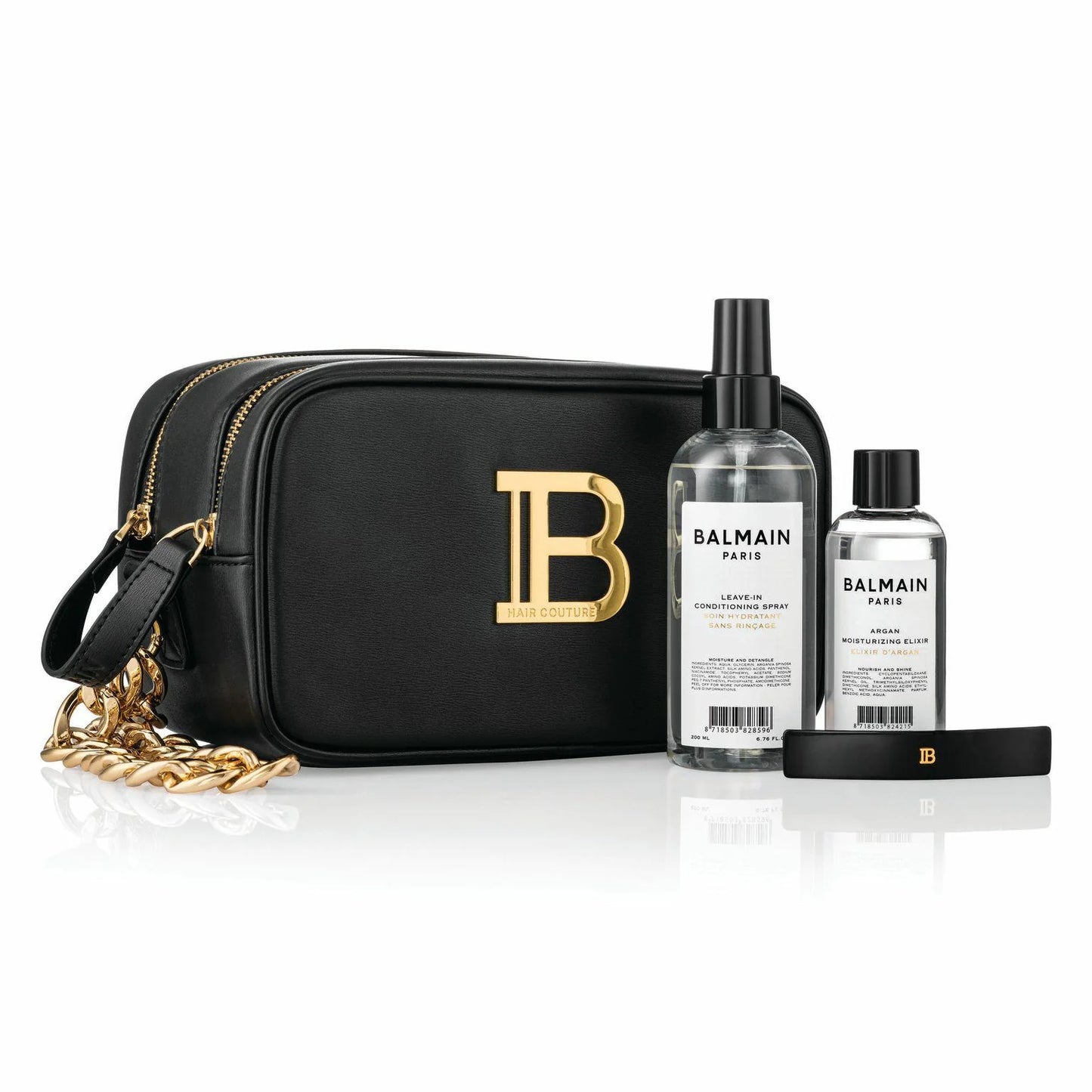 Balmain Hair Couture Coffret Cadeau Czarna Kosmetyczka Balmain Złote Logo (zestaw)