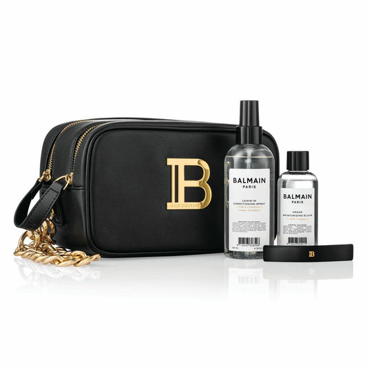 Balmain Hair Couture Coffret Cadeau Czarna Kosmetyczka Balmain Złote Logo (zestaw)